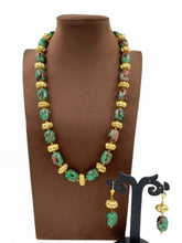 Designer Semi Precious Turquoise Green Chalcedony Stone Beads Necklace By Gehna Shop Beads Jewellery